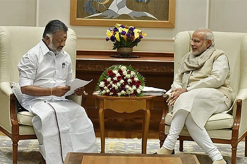Chief Minister O Panneerselvam and Prime Minister Narendra Modi