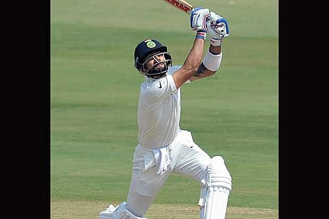Virat Kohli plays a shot en route to his double ton