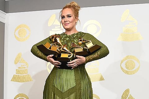 Adele with her Grammys