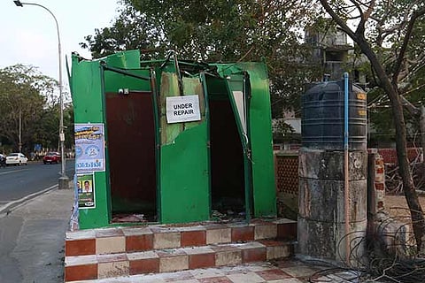 The bio-toilet that was damaged during Cyclone Vardah (Photo: Manivasagan N)