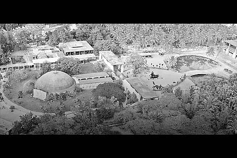 An aerial view of Isha Foundation in Coimbatore