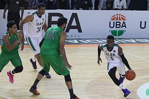 Chennai Slam in action against Bengaluru Beasts in the pro-basket league