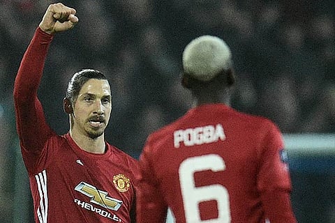 Ibrahimovic celebrates after his goal