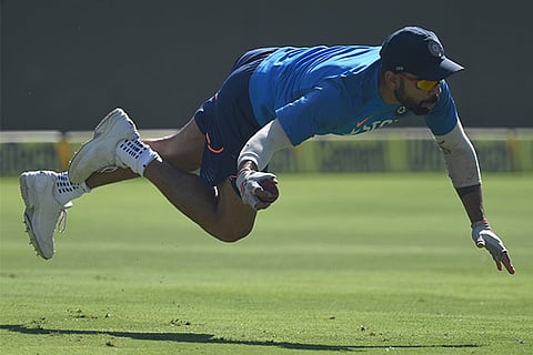 Indian captain Virat Kohli during practice ahead of the first Test in Pune
