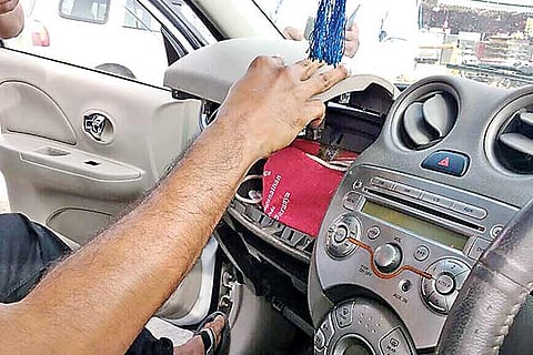 DRI officials inspected the car belonging to S Rajendran