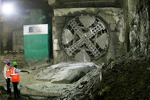 The tunnel breakthrough at Chennai Central on February 24