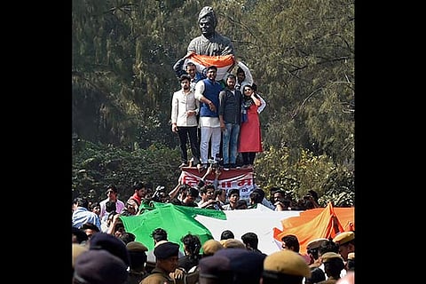 Students affiliated to ABVP protest in Delhi