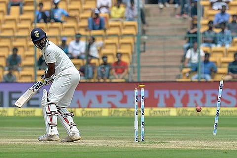 Abhinav Mukund?s stumps are rearranged by a Josh Hazlewood beauty