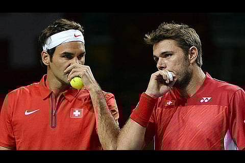 R Federer (left) and S Wawrinka