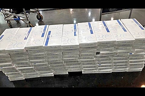 The cigarettes that were seized at the Coimbatore International Airport