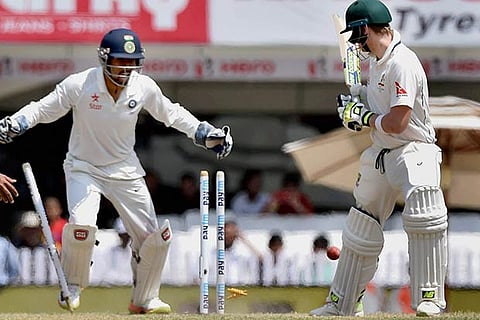 Australian captain Steve Smith has no answer to Ravindra Jadeja who gets him bowled