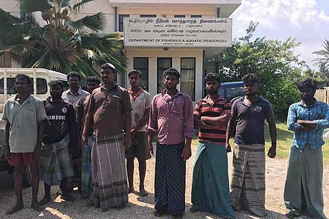 The arrested fishermen in Sri Lanka
