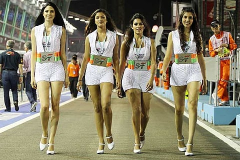 File photo of Force India paddock with women