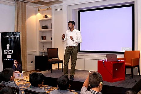 V Saravanan at Vishy?s Master Class, a training programme in the city recently