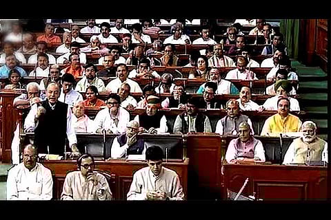 Finance Minister Arun Jaitley speaks in the Lok Sabha
