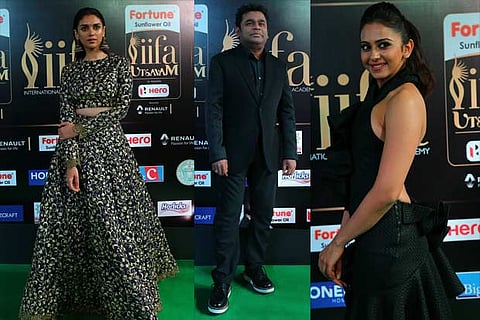 (L to R) Aditi Rao Hydari, AR Rahman and Rakul