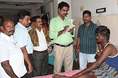 Members of NCSC speak to the victims of caste riots at Madurai GRH