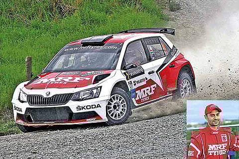 Gaurav Gill (inset) and his MRF SKODA