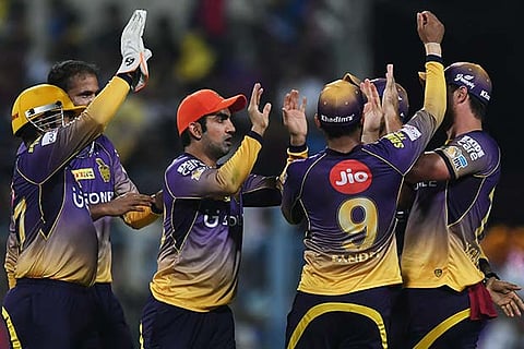 Gautam Gambhir (centre) and his boys are on top of the leaderboard in IPL this season