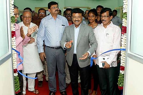 T Udhayachandran, (left) School Education Secretary and others at the inauguration