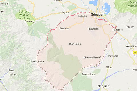 A screen shot of Budgam district of Jammu and Kashmir from Google Maps