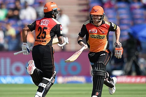 Shikhar Dhawan (left) and David Warner have been in good form as openers for Hyderebad