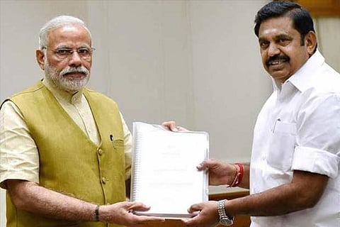 File photo of TN CM Edappadi K Palanisamy with PM Narendra Modi