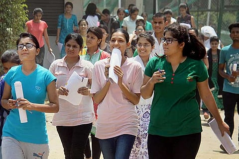 Students coming out after taking the National Eligibility Entrance Test (NEET)
