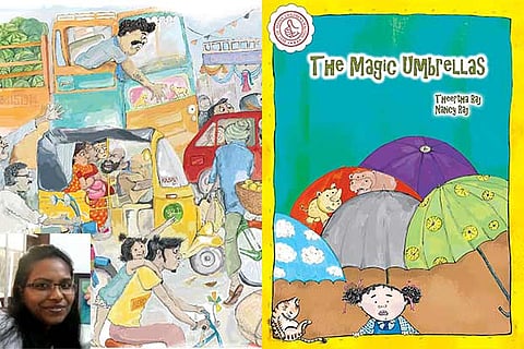 Nancy Raj?s (insert) illustrations that are part of her latest books