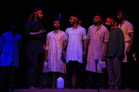 Artistes of Theatre Marina rehearsing for the upcoming show