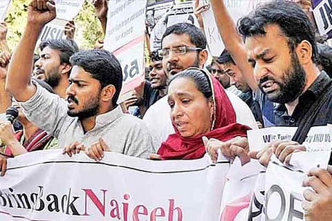 File photo of JNU students protesting for Najeeb Ahmad