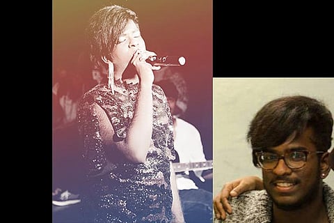 Jabez Kelly (right) and his drag avatar Gabrielle Jasmine Marquez