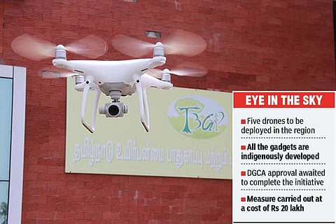 One of the drones that is going to be deployed at Nanmangalam reserve forest near Chennai