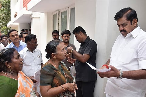 CM Edappadi K Palanisamy receives petitions from the public at his residence in Chennai