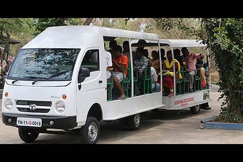 Visitors being taken on a safari ride at the zoo (file photo)