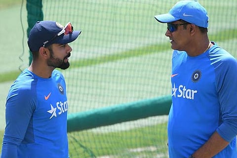 (L) Indian Skipper Virat Kohli with Indian coach Anil Kumble