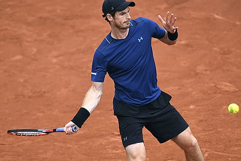 Andy Murray in action against Del Potro at the French Open