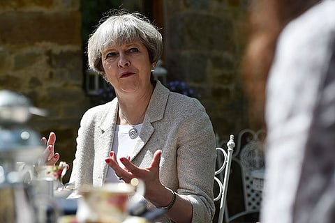 Britain's Prime Minister Theresa May speaks during an election campaign