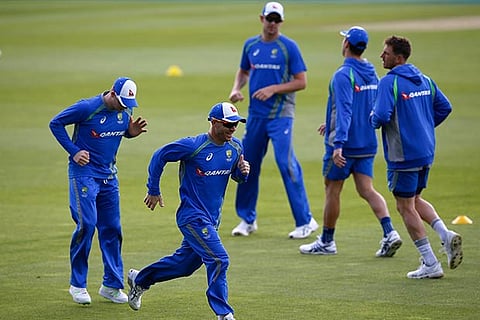 Australian players during training session ahead of their Champions Trophy match against Bangladesh