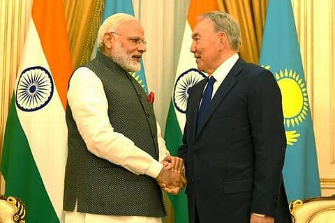 PM Narendra Modi with Kazakh President Nursultan Nazarbayev (Image courtesy: PMOIndia)
