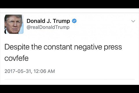 A late night Tweet is seen from the personal Twitter account of US President Donald Trump