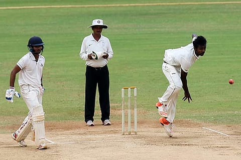 Action during the Jolly Rovers - Vijay CC match