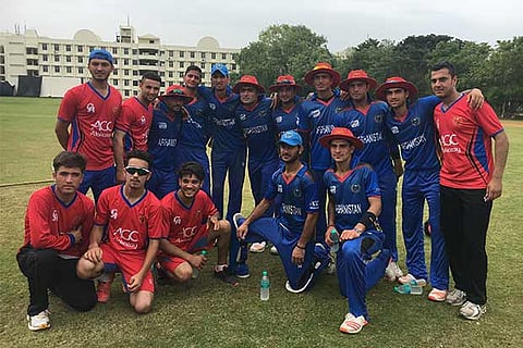 The Afghanistan colts after playing a practice match at the Ramachandra University at Porur