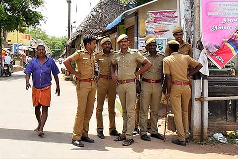 Police keep a tight vigil at Kathiramangalam village near Thanjavur