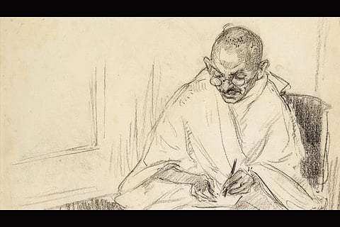 A pencil portrait of Mahatma Gandhi, drawn from life in 1931, is set to go under the hammer