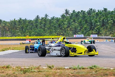 Chennai?s Vishnu Prasad at the Kari Motor Speedway