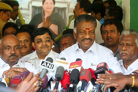 File photo of O Panneerselvam addressing the media