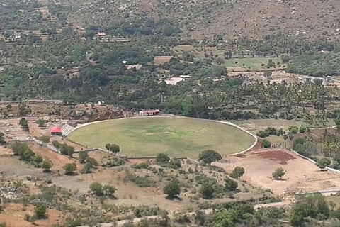 The private cricket stadium near the Salem - Chennai national highway