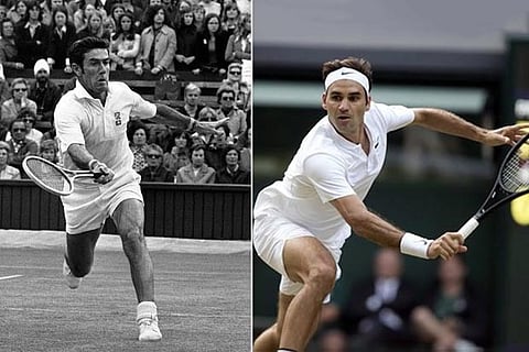 Ken Rosewall(L) and Roger Federer (R)