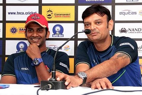 Chennai Super Gillies captain R Sathish and coach Hemang Badani at a TNPL event last year